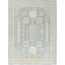 9'1" x 12' Misty Gray Afghan Peshawar Soft Wool Hand Knotted Rug R82702