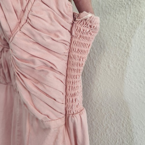 Free People Jumpsuit Womens XS Pink Balloon Smocked Jogger Kingston Cut Out Boho - Picture 9 of 17