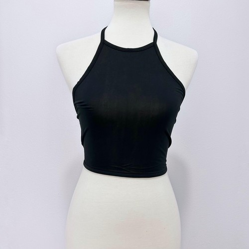 Schwarzes Träger-Crop-Top Criss Cross rückenfrei Neckholder Damen Größe M - Bild 2 von 12