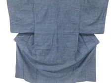 6938600: JAPANESE KIMONO / VINTAGE MENS KIMONO ENSEMBLE / SILK / HAND WOVEN / FU