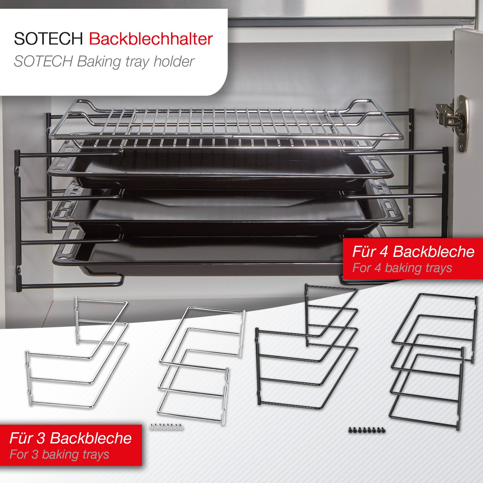 Backblechhalter Gitterrost-Halter Backblechhalterung Backblech Gitterrost SOTECH