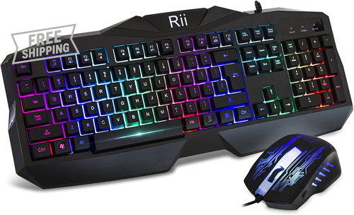 Gaming Keyboard and Mouse Combo,Led Rainbow Backlit USB Wired Computer ...