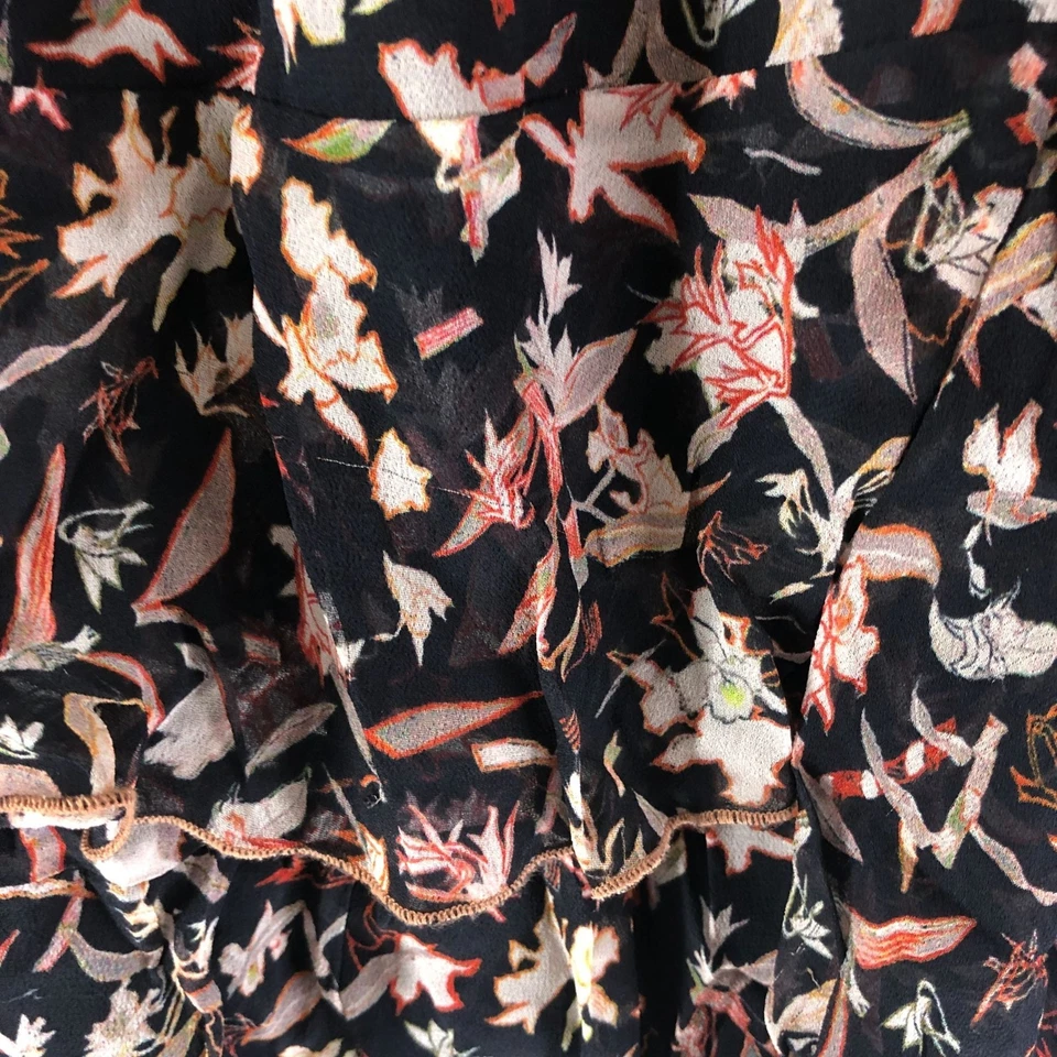 IRO Brooks Mini Skirt Ruffle Tiered Pull On Floral Black Pink 36 US 4 - Image 2 of 4