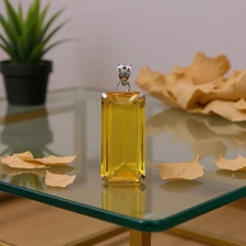 Natural 925 Solid Silver Pendant Yellow Color EmeraldCut 76.48 Ct Loose Gemstone