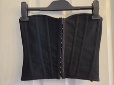 Y2K Ibiza PLT Black Bandage Hook & Eye Structured Corset Bustier Size 8 Festival