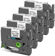 TZ-231 TZe-231 PT-D210 5PK For Brother P-Touch 12mm Label Maker Tape White 1/2"