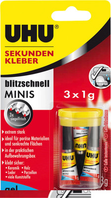 UHU Sekundenkleber blitzschnell Minis 3x1g - Gel