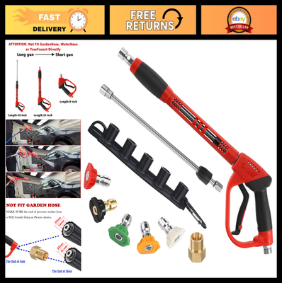 #ad Deluxe Pressure Washer Gun with Extension Wand 5 Nozzle Tips M22 Fitting 5000 $59.99