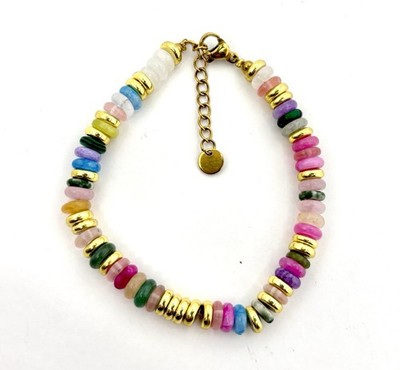 FLASH SALE Gemstone Bracelet Beaded 6 - 7 Inch Wrist Quartz Aventurine Malachite