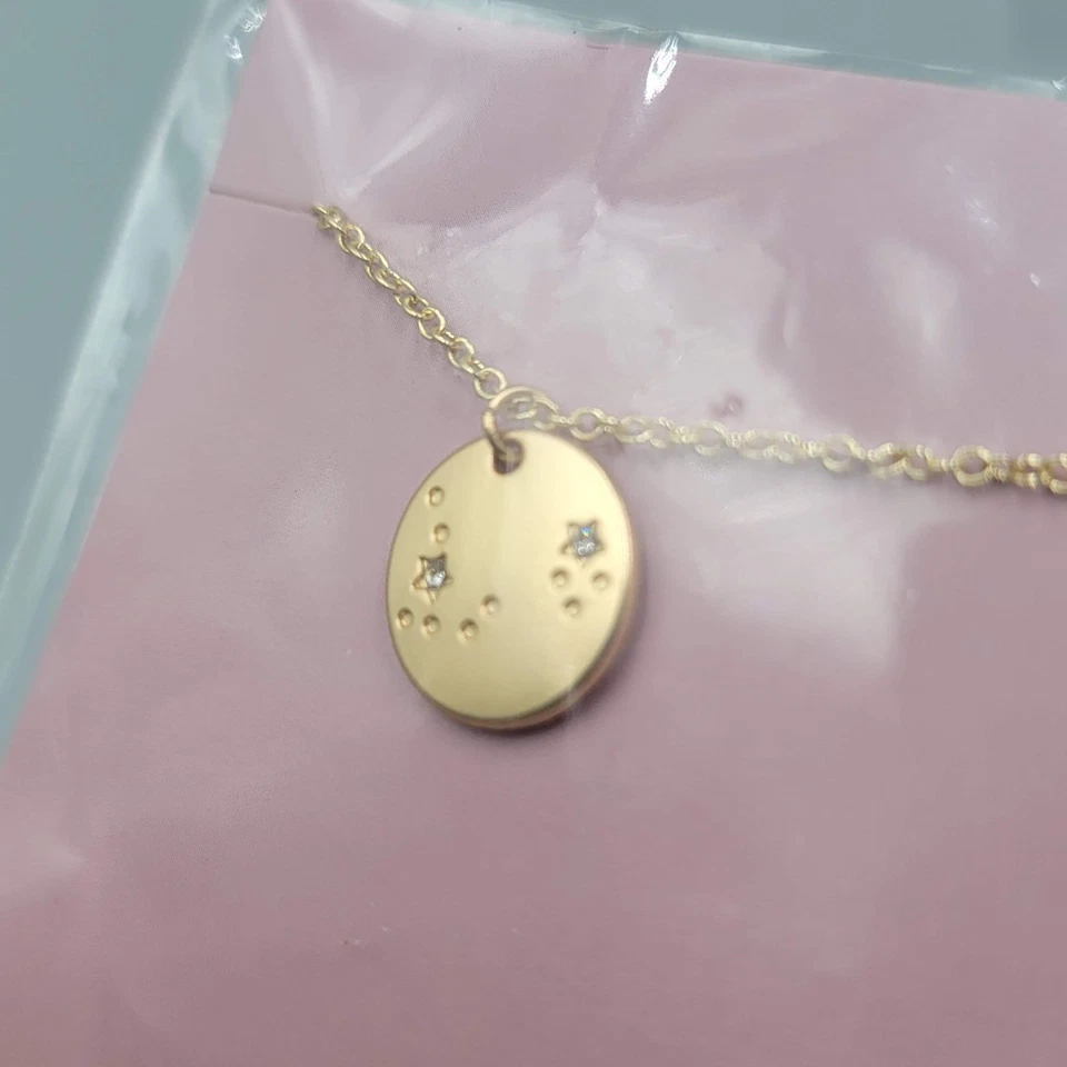 Lucky Feather Zodiac Necklace Pisces NWT Gold Plated 16"-18" Nickel Free - Image 4 of 4