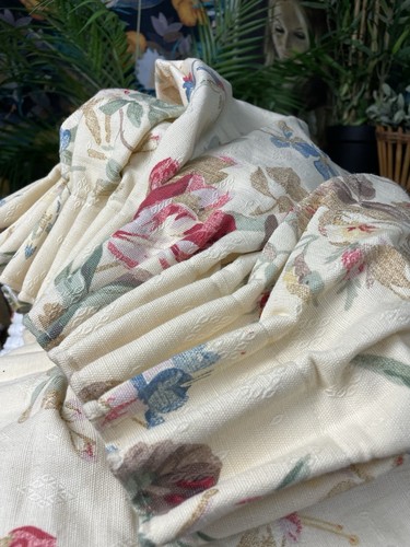 Vintage LAURA ASHLEY Fairthorne Linen Curtains 57” D 107” W Each Floral Country - Picture 5 of 20