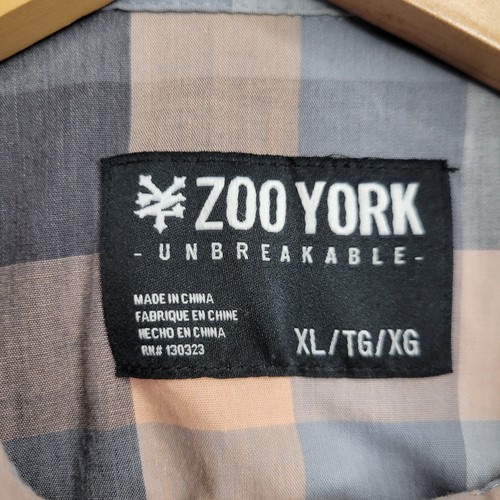 Zoo York Unbreakable Mens Size XL Check Short Sleeve Button Up Shirt Preppy Logo - Picture 8 of 15