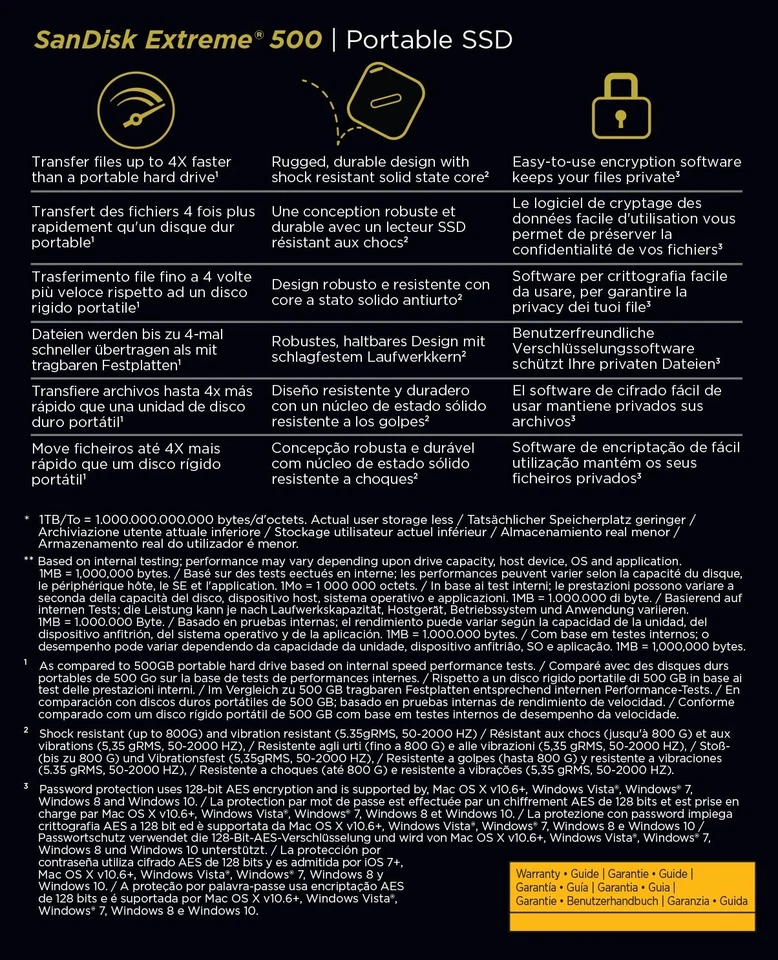 SanDisk Extreme 500 1TB Portable SSD High Speed Shock Resistant Storage - Image 4 of 4