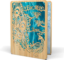 Happy Birthday Card for Wife -  Made from Real Bamboo  5" X 7" - 1 Pack  Lase