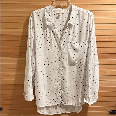 Como Blu Heart Print Blouse 1X