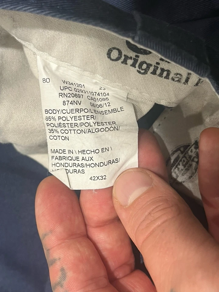 Dickies 874 Original Fit Straight Leg Mens Chino Trousers W29 L32 Navy Blue, photo 3 of 5