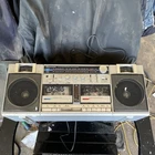 SANYO M9998 Dual Cassette Deck Boombox AM/FM Radio Silver/Black Headphone Jack