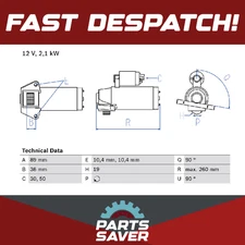 Starter Motor fits FORD TRANSIT TOURNEO 2.0D 00 to 06 Bosch RYC1U11000AF Quality