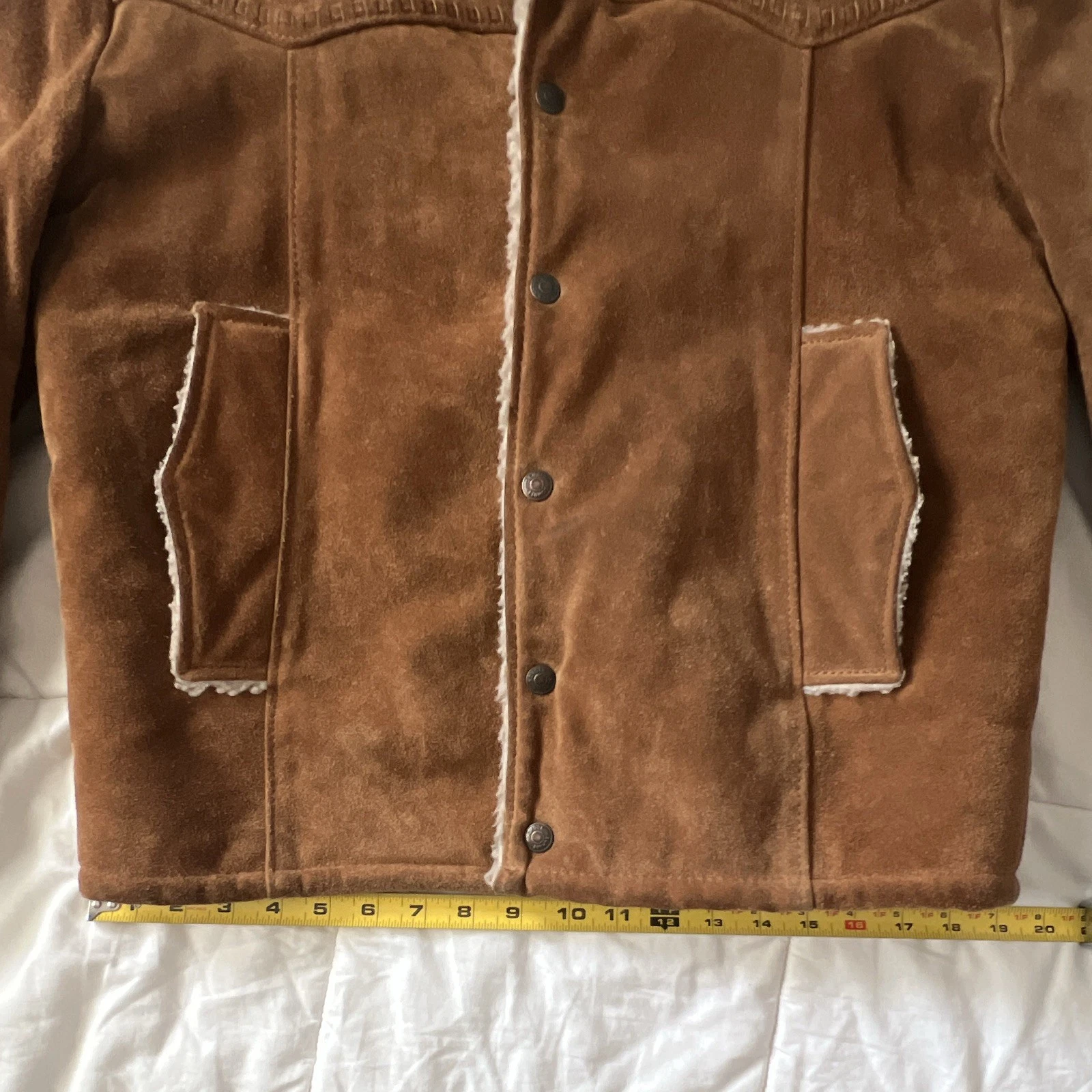 Schott NYC Rancher Brown Suede Shearling Lined Western Jacket Men’s 40 - product detail image 6