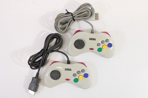 Lot of 2 Official Sega Saturn White Controllers HSS-0101 OEM SS US Seller GC164