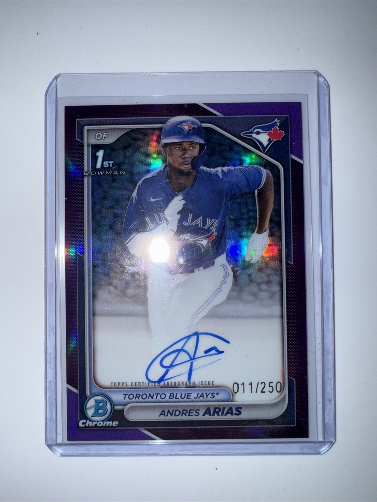 2024 Bowman Chrome Andres Arias 1st Purple Refractor Auto /250 RC #CPA-AAR