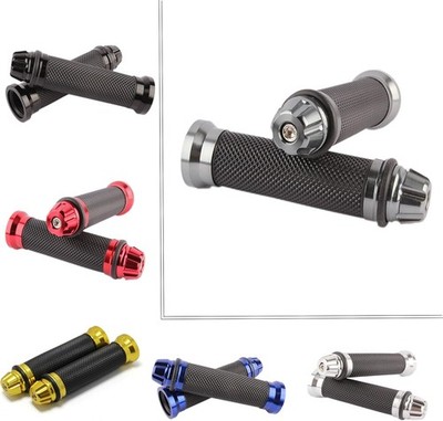 7/8'' CNC Hand Grips Aluminum Rubber Gel Handlebar for Sport Bike Color: Gray