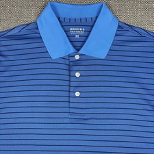Brooks Brothers Men's Shirt Golf Performance Polo M Striped Blue Short Sleeve