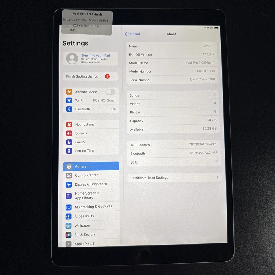 Apple iPad Pro 10.5 Wi-Fi | 64 GB Gris iOS 17.7.6 Foto 4 de 4