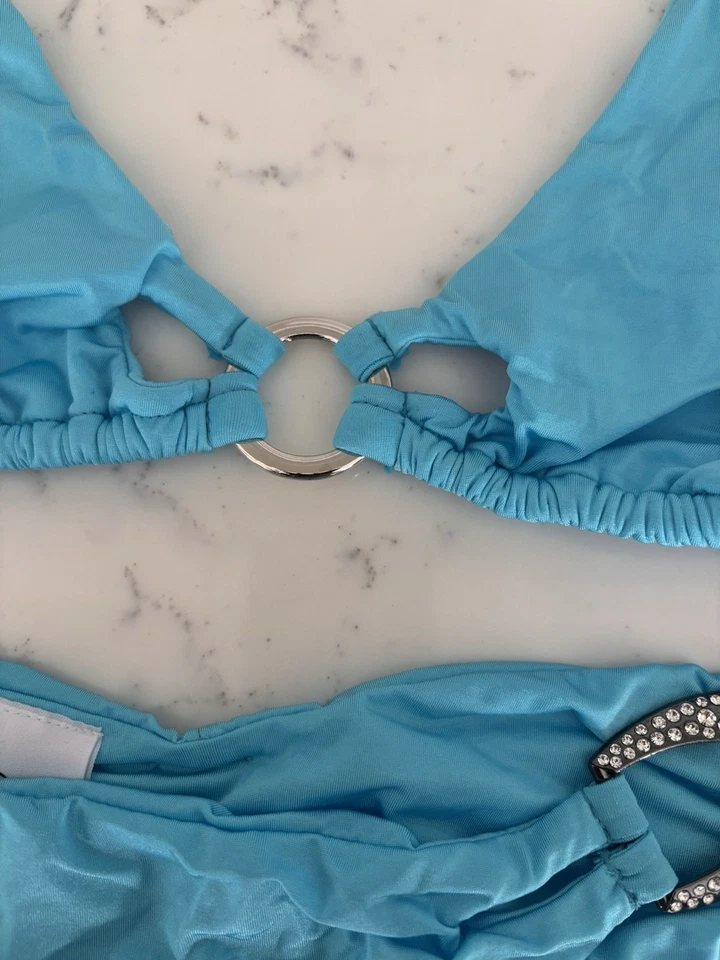 Conjunto de bikini Beach Bunny para mujer azul nuevo sin etiquetas, parte inferior M, parte superior XL Foto 4 de 4