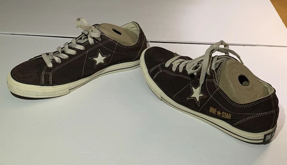 Zapatos de caña baja de cuero/gamuza marrón Converse One Star vintage de 10, para hombre 8 Foto 4 de 4