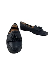 BALLY NAVY BLUE  Leather Tassel Loafers  Classic Slip-On SIZE 11 SOFT LEATHER 