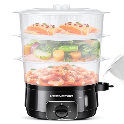 Electric Food Steamer for Cooking, 13.7QT Vegetable Steamer with 3 Tiers BPA-...