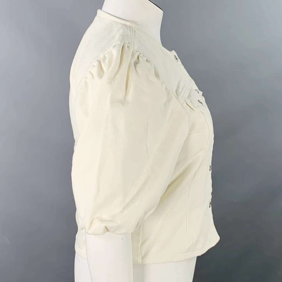 PIECES Size L Cream Cotton Twill Snaps Cape - Image 2 of 4