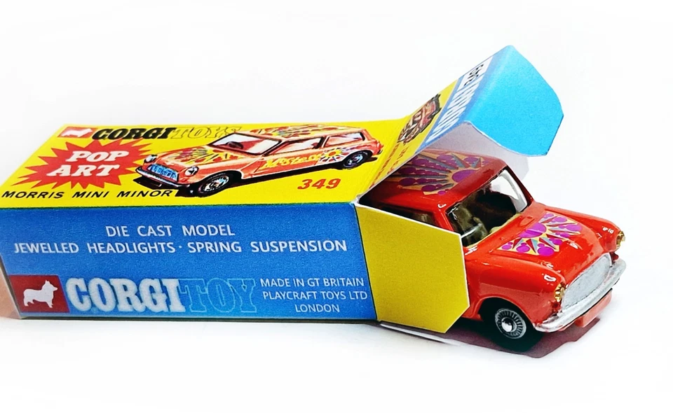 Corgi Toys Nr. 349 Morris Mini-Minor (Pop Art)  - inklusive Repro Box - Bild 3 von 4