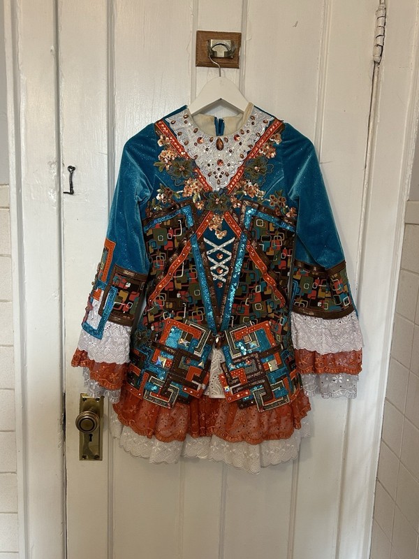 Irish Dance Solo Dress Orange and Blue