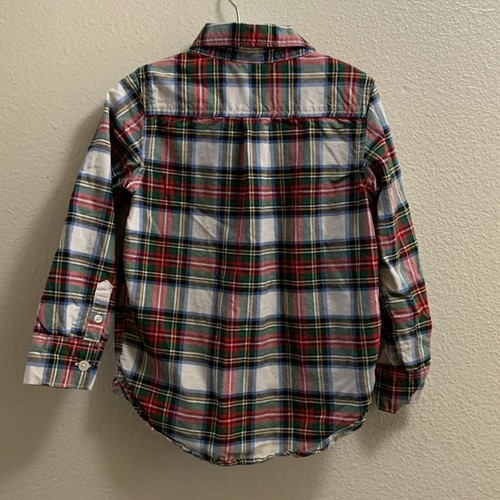 Baby Gap Christmas Plaid Button Down Long Sleeved Shirt 4 Years Red Green Cotton - Picture 2 of 7
