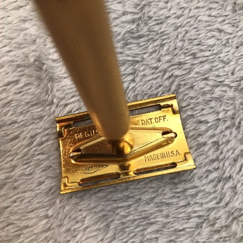Vtg Gillette Gold Tone Safety Razor Ball End - Picture 4 of 6