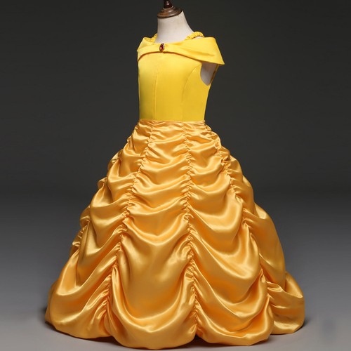 Girls Belle Princess Dress Costume Cosplay Kids Belle Birthday Book Week Dress - Picture 7 of 15