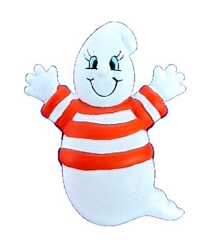 Hallmark PIN Halloween Vintage GHOST Blue Eye Orange Stripe Shirt 90s Brooch NEW - Picture 2 of 4