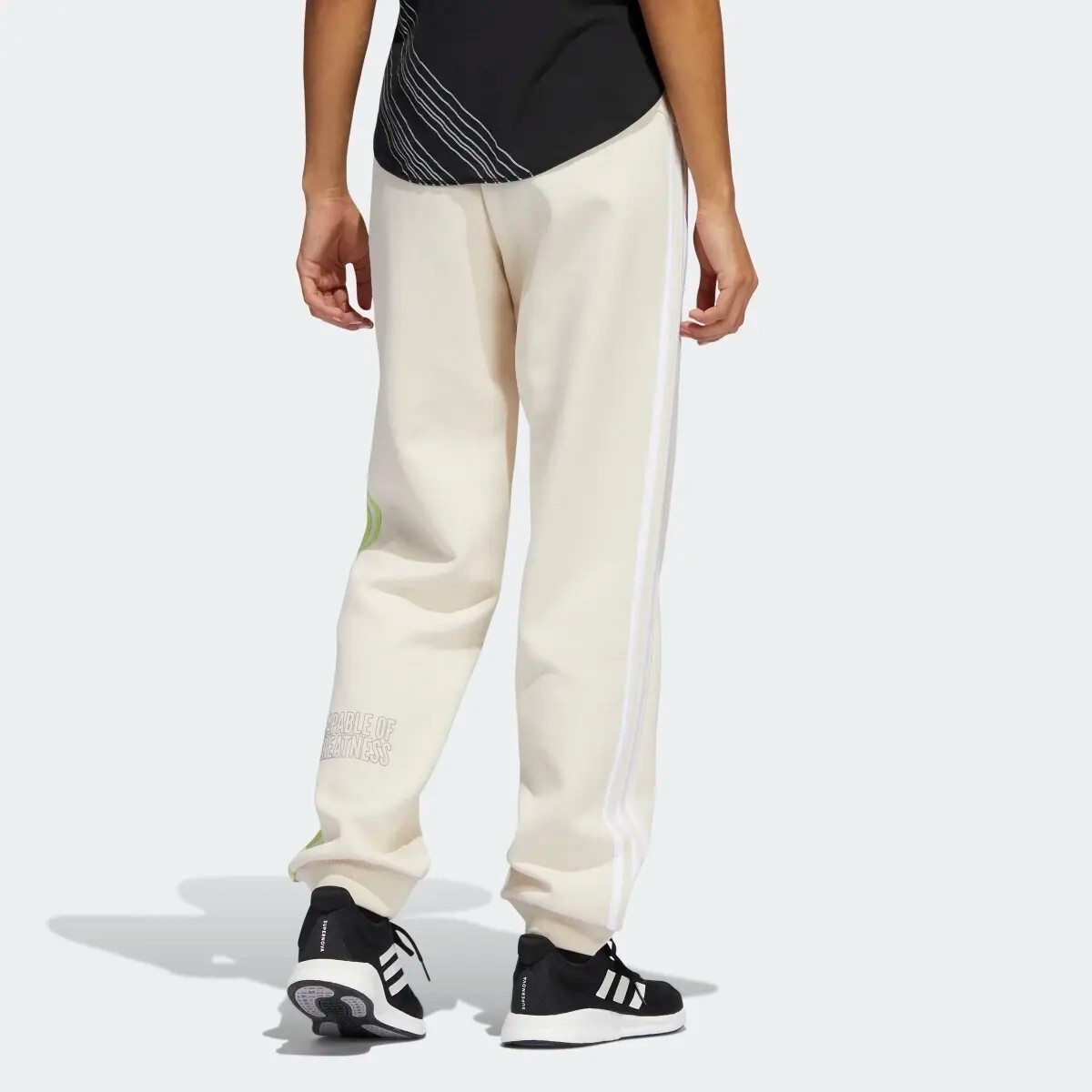 NWOT adidas Capable of Greatness Joggers Womens Medium HG1534 Wonder  White/Lime