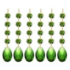 Teardrop Crystal Chandelier, 6 Pack 120mm Length Prisms Part Green