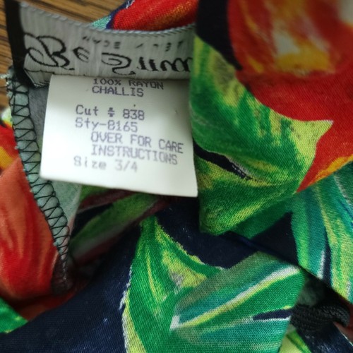 Vintage Hawaiian Be Smart Dress Maxi Womens 2 Aloha Floral Tulip Tie Usa Rayon - Picture 8 of 12