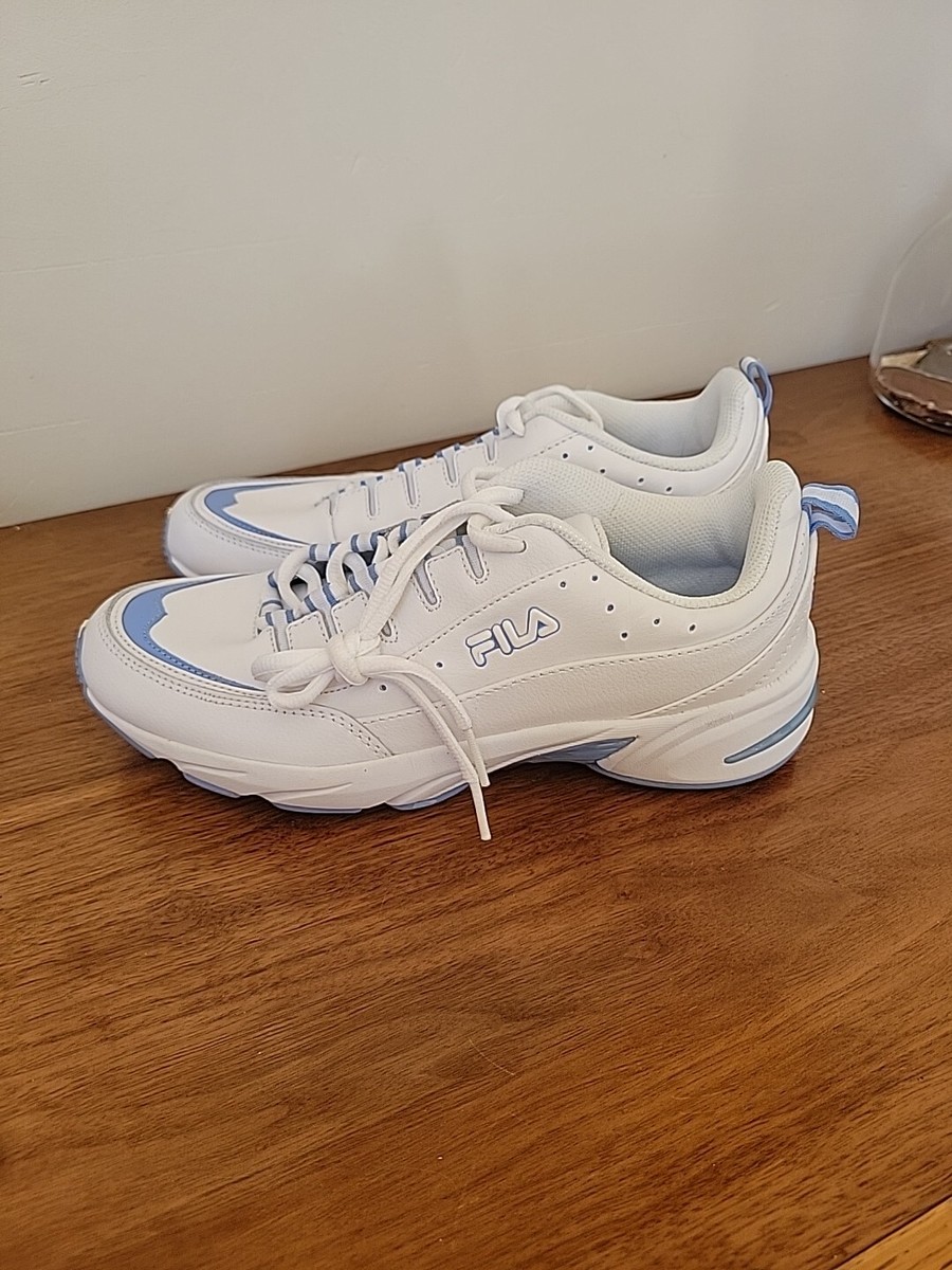 Fila Womens White Sneakers Sz Baby Blue Shoes Vintage 2010 4412