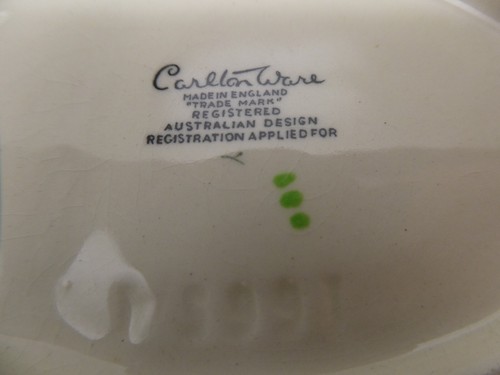 VINTAGE CARLTON WARE GREEN FLORAL PLATE LEAF DISH BOWL - Picture 7 of 9