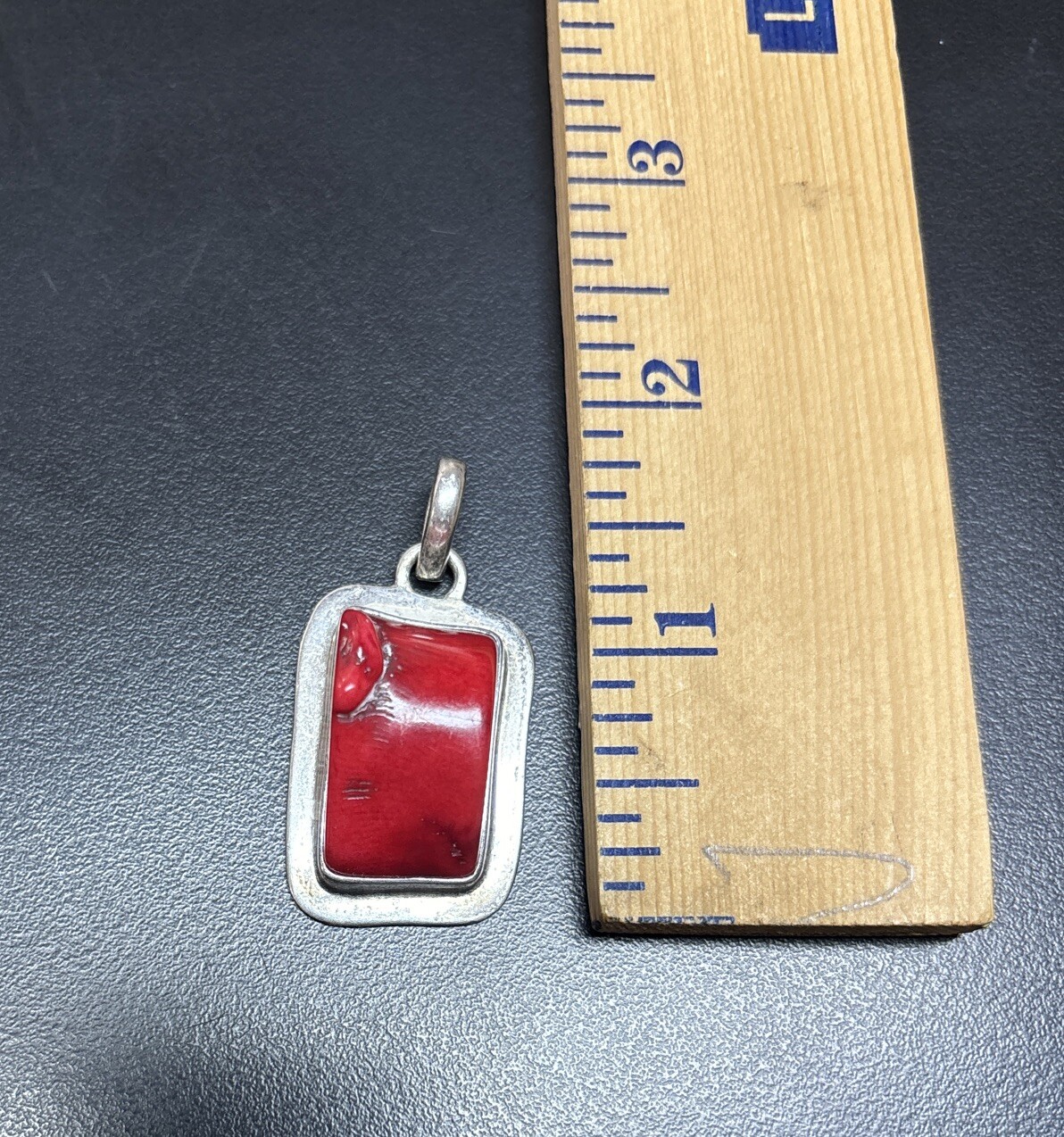 Large Statement 925 Sterling Silver Red Coral Pen… - image 2