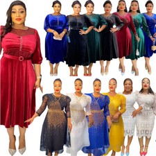 Elegant Women Rhinestone Beaded Dresses African Dashiki Moroccan Party Prom Gown