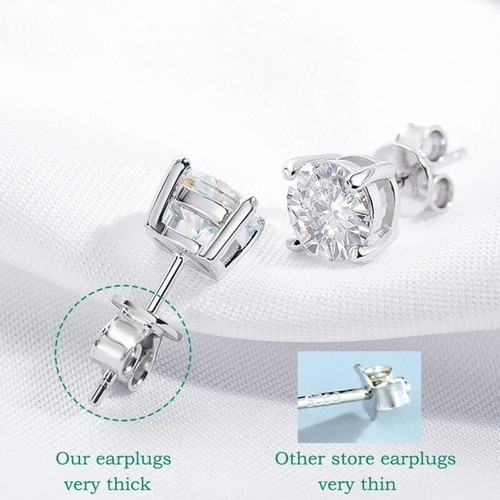 1-3ct D VVS1 Round Moissanite Stud Earrings 925 Sterling Silver 18K Gold Plated - Picture 9 of 12