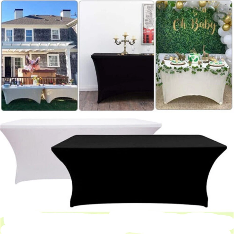 4/6/8FT Stretch Spandex Tablecloth Fitted Rectangular Table Cover Party Wedding - image 2 of 4