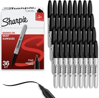 Sharpie Permanent Markers Bulk Set, Fine Tip 36 Count (Pack of 1), Black 