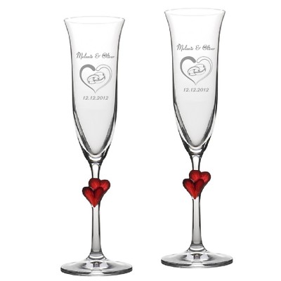 Sektglas Stoelzle Lamour rote Herzen ohne oder mit Gravur Karton